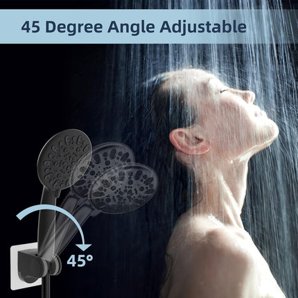 Shower Head Holder, Strong Adhesive, Waterproof, Height Adjustable, Wall Mount, No Drilling, Matte Black.