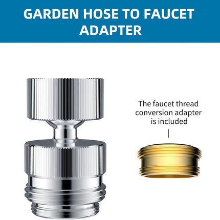 Sink Faucet to Garden Hose Adapter, 360-Degree Swivel 55/64 Inch Female Thread, Sink Hose Attachment for Faucet Adapter Connector, Chrome.