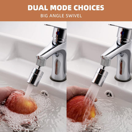 Dual-Function Female Faucet Aerator, 1.8 GPM Extra Big Angle Rotate Kitchen Sink Aerator Sprayer Head 360 Degree Swivel Kitchen Sink Sprayer Attachment-55/64 Inch-27UNS Female Thread-Chrome.