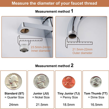 Dual-Function Female Faucet Aerator, 1.8 GPM Extra Big Angle Rotate Kitchen Sink Aerator Sprayer Head 360 Degree Swivel Kitchen Sink Sprayer Attachment-55/64 Inch-27UNS Female Thread-Chrome.