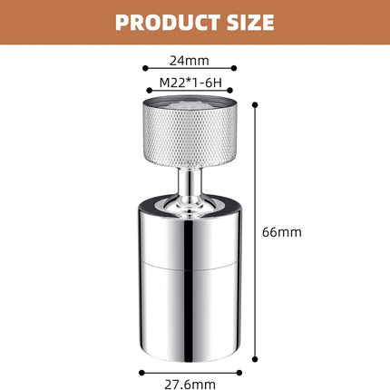 Dual-Function Female Faucet Aerator, 1.8 GPM Extra Big Angle Rotate Kitchen Sink Aerator Sprayer Head 360 Degree Swivel Kitchen Sink Sprayer Attachment-55/64 Inch-27UNS Female Thread-Chrome.