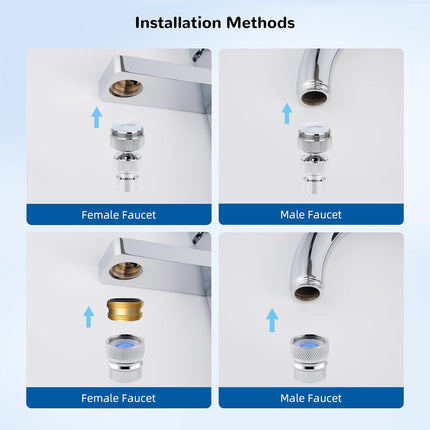 Dishwasher Snap Adapter Connection 2 Pack, One with Swivel Ball Joint and The Other One with Faucet Aerator, 15/16-27Male Outside and 55/64-27Female Inside, Chrome.