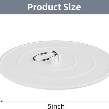2 Pack Bath Tub Stopper, Flat Suction Sink Stopper Rubber Silicone Shower Drain Bath Plug Stopper for Kitchen, Bathroom and Laundry Sink (White-Grey).