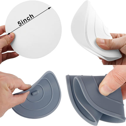 2 Pack Bath Tub Stopper, Flat Suction Sink Stopper Rubber Silicone Shower Drain Bath Plug Stopper for Kitchen, Bathroom and Laundry Sink (White-Grey).