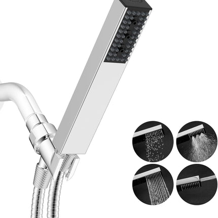Upgraded All Metal 4 Spray Handheld Showerhead Set, High Pressure Stainless Steel Shower Head with 360° Swivel Solid Brass Holder & Bracket, 71" Stainless Steel Hose, Chrome.