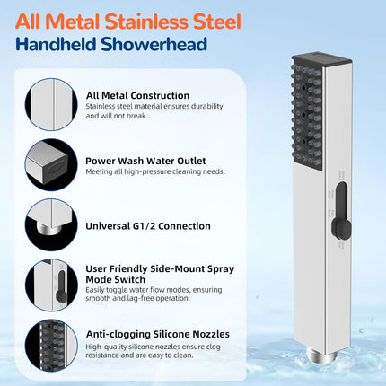 Upgraded All Metal 4 Spray Handheld Showerhead Set, High Pressure Stainless Steel Shower Head with 360° Swivel Solid Brass Holder & Bracket, 71" Stainless Steel Hose, Chrome.