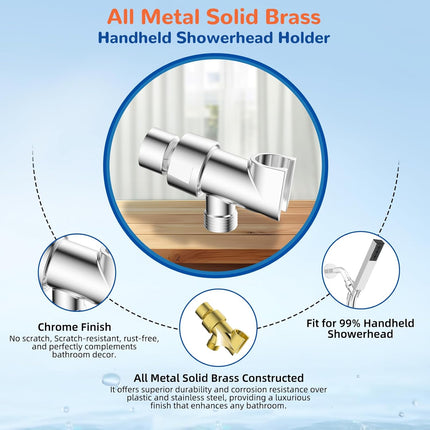 Upgraded All Metal 4 Spray Handheld Showerhead Set, High Pressure Stainless Steel Shower Head with 360° Swivel Solid Brass Holder & Bracket, 71" Stainless Steel Hose, Chrome.