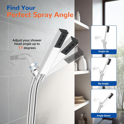 Upgraded All Metal 4 Spray Handheld Showerhead Set, High Pressure Stainless Steel Shower Head with 360° Swivel Solid Brass Holder & Bracket, 71" Stainless Steel Hose, Chrome.