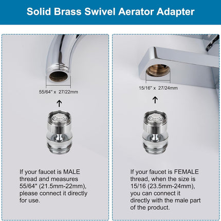 Faucet Adapter Kit, Swivel Aerator Adapter to Connect Garden Hose - Multi-Thread Kitchen Sink Faucet to Garden Hose Adapter 3/4 Inch - Chrome Finished.