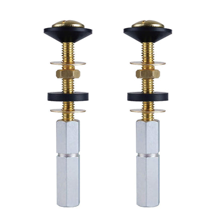2 Pack Toilet Tank to Bowl Bolt Kits, Heavy Duty Bolts Toilet Bolts for Tank Solid Brass with Extra Long Nuts Easy to Install and Double Gaskets for Fastening.