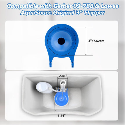 2 pcs Toilet Flapper Replacement, Compatible with Lowes AquaSouce Original 3" Flapper Replacement for 1.28 GPF Toilets (98923, 312795, 352027, 395280, 12293)-Water Saving, Easy to Install.