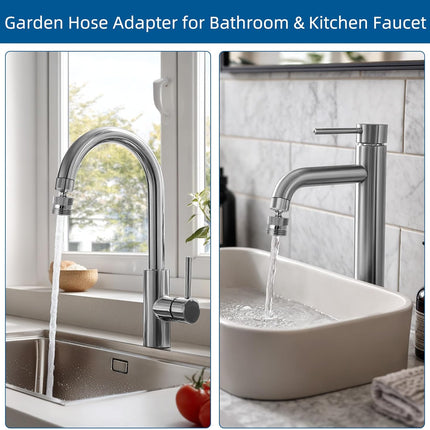 Garden Hose Adapter Kit - Sink Swivel Faucet Aerator to Connect Hose, Multi-Thread With Cache Aerator Key for Male and Female Connections, Chrome Finish.