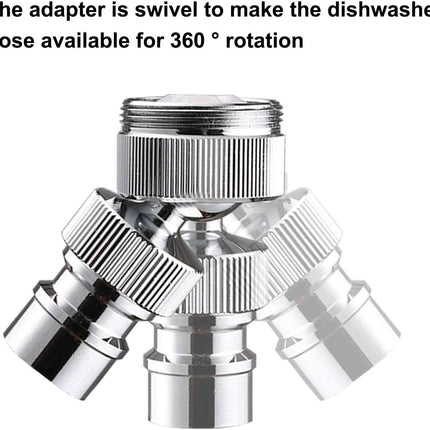 Dishwasher Faucet Adapter, Dishwasher Snap Adapter, 56/64-27 Threaded with Small Diameter Nipple, Chrome Plated, Brass.