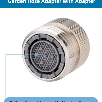 Faucet to Garden Hose Adapter Kit, Female to Male Sink Brass Garden Hose Attachment with Washer & Aerator Key, Brushed Nickel.
