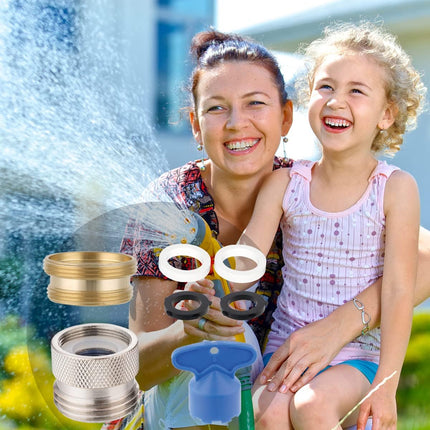Faucet to Garden Hose Adapter Kit, Female to Male Sink Brass Garden Hose Attachment with Washer & Aerator Key, Brushed Nickel.