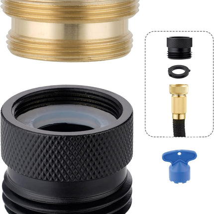 Faucet to Garden Hose Adapter Kit, Female to Male Sink Brass Garden Hose Attachment with Washer & Aerator Key, Matte Black.