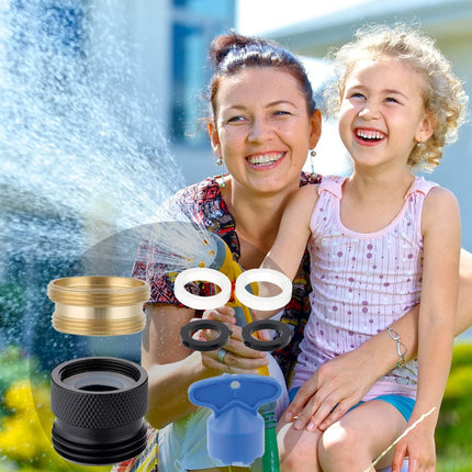Faucet to Garden Hose Adapter Kit, Female to Male Sink Brass Garden Hose Attachment with Washer & Aerator Key, Matte Black.