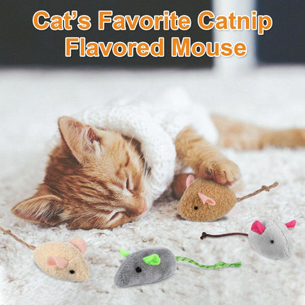 9 Pcs Cat Mouse Toys, Catnip Cat Toys, Chew Toys for Cat, Soft Plush Catnip Cat Toys, Mice Toys with String Tails Interactive Play for Cat, Puppy, Kitty Kitten.