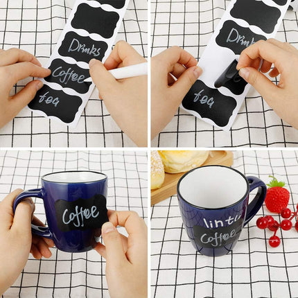 Cerolopy 150Pcs Waterproof Chalkboard Labels, Reusable Blackboard Stickers for Kitchen Organize with 1 White Chalk Pen,Removable Label Sticker on a Roll for Jars, Scrapbooking(Lace Shape).