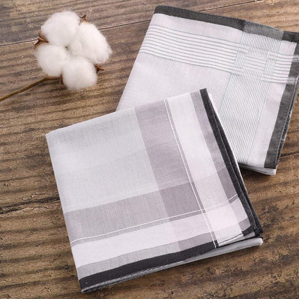 12 Pcs 100% Cotton Men’s Plaid Handkerchief, Soft Hanky with Classic Stripe, Ideal Gift Set for Men. (4 Styles) (Plaid).