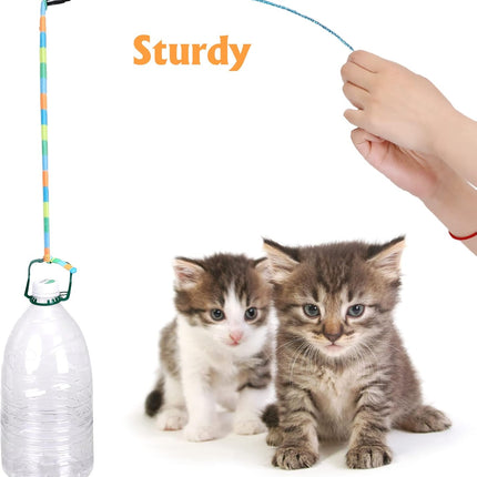 3 Pack Cat Wand Toy, Interactive Cat Rainbow Wand Toys, Interactive Cat Teaser Wand String, Rainbow Cat Teaser Wand String Plush Toy with Bell for Kitten Cat Exerciser Playing.