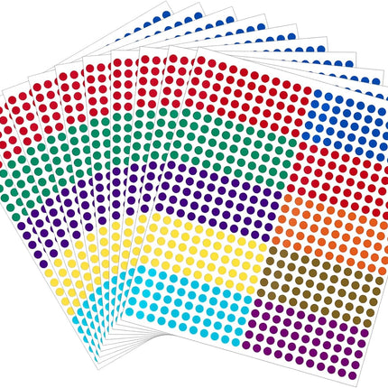 5500PCS Dot Stickers, Small Circle Stickers, 6mm Color Coding Label Calendar Sticker, Colorful Round Dots Sticker for Toddlers Activity School Office Home 10 Colors.