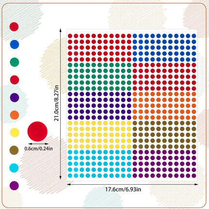 5500PCS Dot Stickers, Small Circle Stickers, 6mm Color Coding Label Calendar Sticker, Colorful Round Dots Sticker for Toddlers Activity School Office Home 10 Colors.