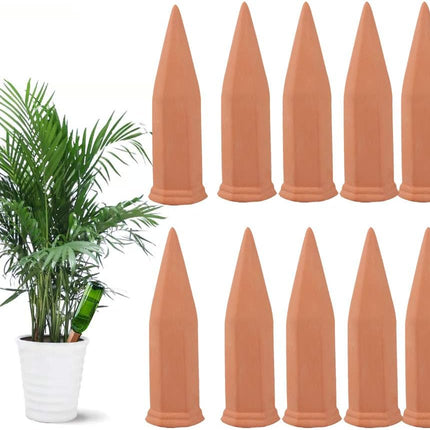 Store 10PCS Plant Watering Stakes Automatic Plant Drippers Waterers for Vacations Plant Watering Devices Terracotta Self Waterinq Spikes for Wine Bottles Great for Indoor Outdoor Plants.