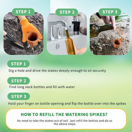 Store 10PCS Plant Watering Stakes Automatic Plant Drippers Waterers for Vacations Plant Watering Devices Terracotta Self Waterinq Spikes for Wine Bottles Great for Indoor Outdoor Plants.