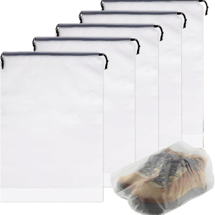 Store 10 Pack Transparent Shoe Bags 40x30 cm for Travel Large Clear Shoes Storage Organizers Pouch with Rope for Men and Women Home Storage Water-Resistant.