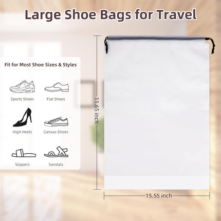Store 10 Pack Transparent Shoe Bags 40x30 cm for Travel Large Clear Shoes Storage Organizers Pouch with Rope for Men and Women Home Storage Water-Resistant.