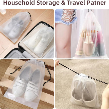 Store 10 Pack Transparent Shoe Bags 40x30 cm for Travel Large Clear Shoes Storage Organizers Pouch with Rope for Men and Women Home Storage Water-Resistant.