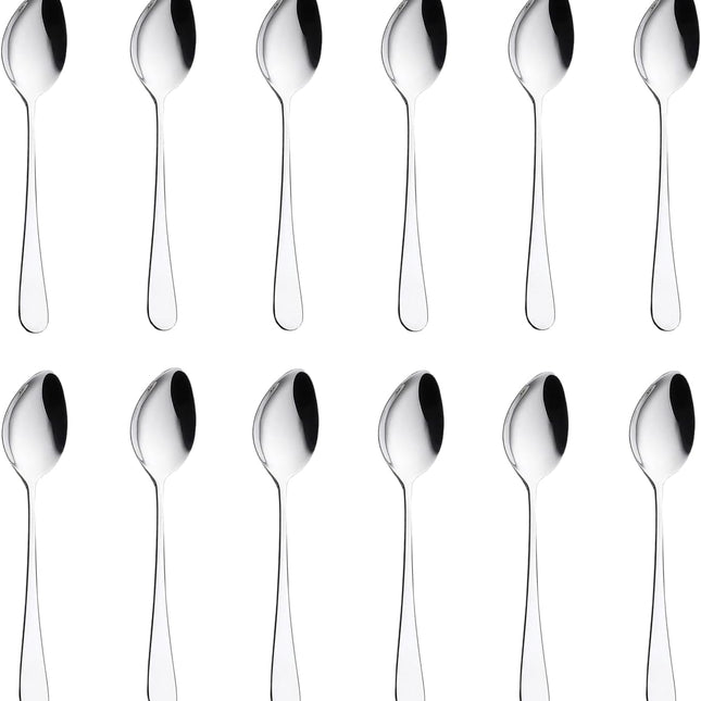Store 12pcs Dinner Spoons Silverware Set, 17 cm Stainless Steel Soup Spoons, Mirror Polished Round Edge Tablespoons, Dishwasher Safe for Home, Restaurant.