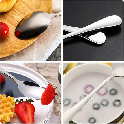 Store 12pcs Dinner Spoons Silverware Set, 17 cm Stainless Steel Soup Spoons, Mirror Polished Round Edge Tablespoons, Dishwasher Safe for Home, Restaurant.