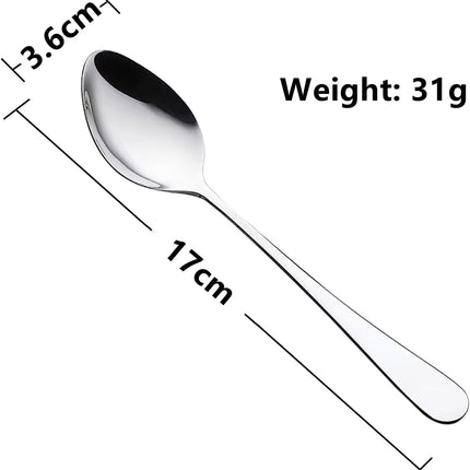 Store 12pcs Dinner Spoons Silverware Set, 17 cm Stainless Steel Soup Spoons, Mirror Polished Round Edge Tablespoons, Dishwasher Safe for Home, Restaurant.