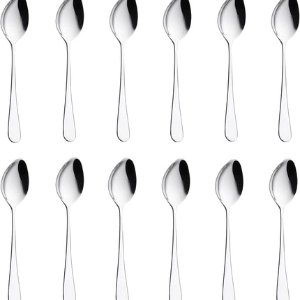 Store 12pcs Dinner Spoons Silverware Set, 17 cm Stainless Steel Soup Spoons, Mirror Polished Round Edge Tablespoons, Dishwasher Safe for Home, Restaurant.