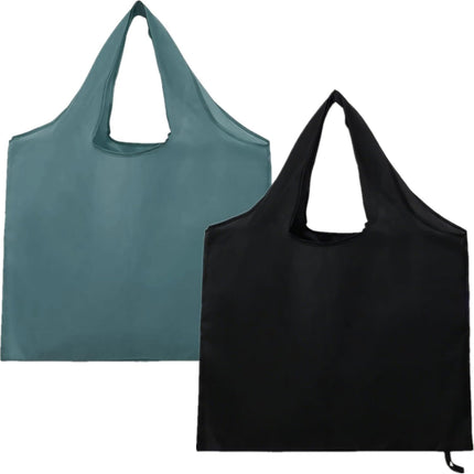 Store Grocery Bags 2 Pack Large Foldable Shopping Bag Folding into Attached Elastic Bands 44x40cm Reusable Washable.