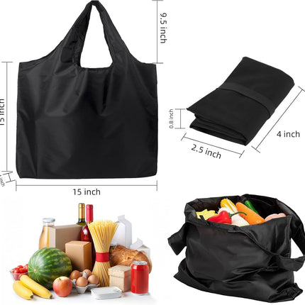 Store Grocery Bags 2 Pack Large Foldable Shopping Bag Folding into Attached Elastic Bands 44x40cm Reusable Washable.