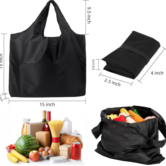 Store Grocery Bags 2 Pack Large Foldable Shopping Bag Folding into Attached Elastic Bands 44x40cm Reusable Washable.