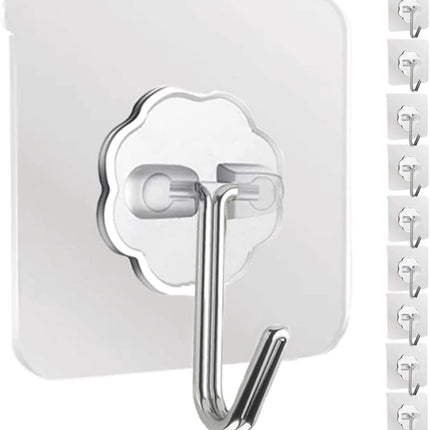 Store Adhesive Wall Hooks 24 Pack Heavy Duty Self Adhesive Hooks for Hanging, Transparent Waterproof Oilproof Sticky Hook for Kitchen Bathroom Shower Door Outdoor Home Improvement Utility Hook.