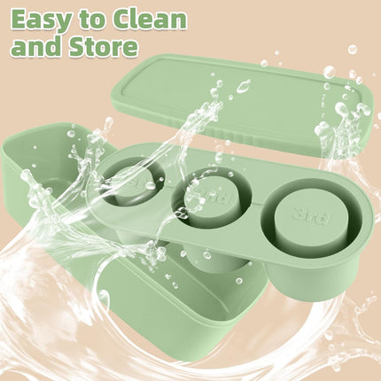 Store Ice Cube Tray for Stanley Cup 30-40 oz Tumbler 3pcs Silicone Ice Cube Molds With Lid and Bin for Chilling Cocktails Whiskey Drinks Juice Coffee Easy Fill and Release Ice Maker(Green, 40 oz).