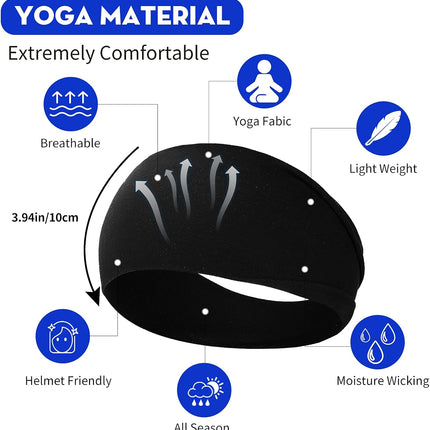 10 Pack Wide Headbands for Women, Workout Yoga Running Sports Headband Elastic Hair Bands, Boho Non Slip Sweat Head Bands Thick Head Wrap (Solid Headbands).