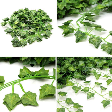 12 Pack Fake Vines for Room Decor Artificial Ivy Garland with Clip Green Flowers Hanging Plants Faux Greenery Leaves Bedroom Aesthetic Decor for Home Garden Wall Wedding.