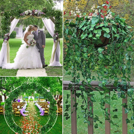 12 Pack Fake Vines for Room Decor Artificial Ivy Garland with Clip Green Flowers Hanging Plants Faux Greenery Leaves Bedroom Aesthetic Decor for Home Garden Wall Wedding.