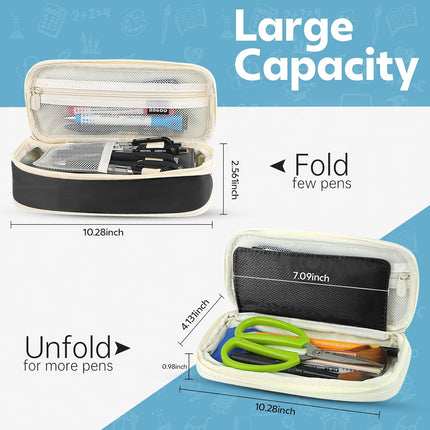 Pencil Case, Large Capacity Aesthetic Pen Cases with Durable Zipper, Big Stationery Pencil Pouch for Women & Men.