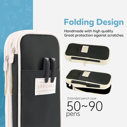 Pencil Case, Large Capacity Aesthetic Pen Cases with Durable Zipper, Big Stationery Pencil Pouch for Women & Men.