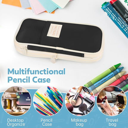 Pencil Case, Large Capacity Aesthetic Pen Cases with Durable Zipper, Big Stationery Pencil Pouch for Women & Men.