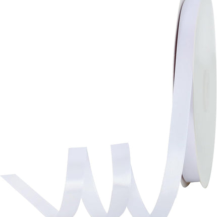 1/2 Inch x 100yds White Satin Ribbon Thin Solid Fabric Ribbons for Invitation Gift Wrapping, Bows Craft Making, Floral Bouquets, Valentine's Day Wedding Party Decoration.