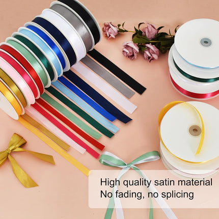 1/2 Inch x 100yds White Satin Ribbon Thin Solid Fabric Ribbons for Invitation Gift Wrapping, Bows Craft Making, Floral Bouquets, Valentine's Day Wedding Party Decoration.