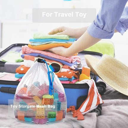 16 Pcs Mesh Small Toy Bags for Storage, 3 Sizes Reusable Mesh Drawstring Produce Bags Puzzle Bag for Kids Storage Playroom Organization, Fruits, Vegetable.